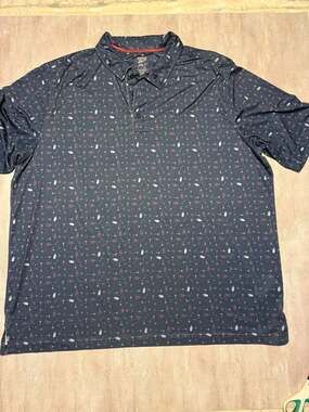 Reebok Golf Speedwick Men's 3XLT Polo Shirt Navy Blue Cocktail & Golf Print